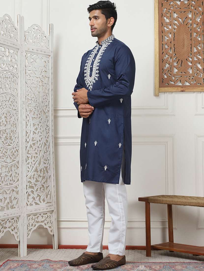 men embroidered kurta pyjama ethnic wear set - 21505381 -  Standard Image - 1