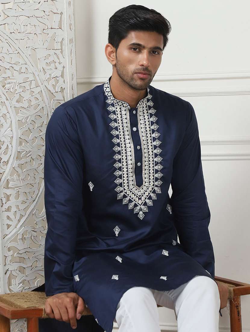 men embroidered kurta pyjama ethnic wear set - 21505381 -  Standard Image - 4