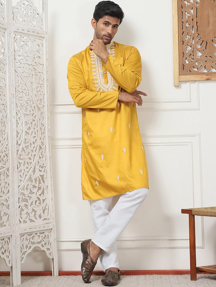 men embroidered kurta pyjama ethnic wear set - 21505382 -  Standard Image - 1