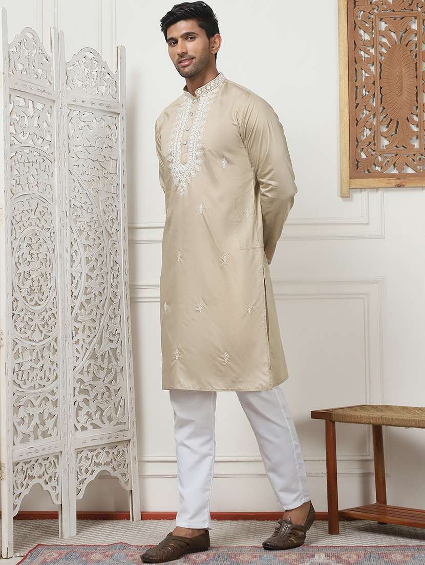 men embroidered kurta pyjama ethnic wear set - 21505383 -  Standard Image - 1