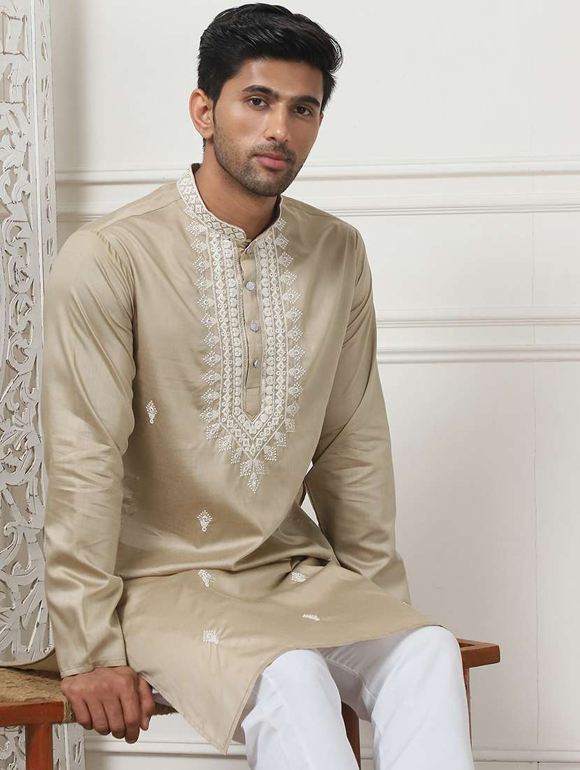 men embroidered kurta pyjama ethnic wear set - 21505383 -  Standard Image - 4