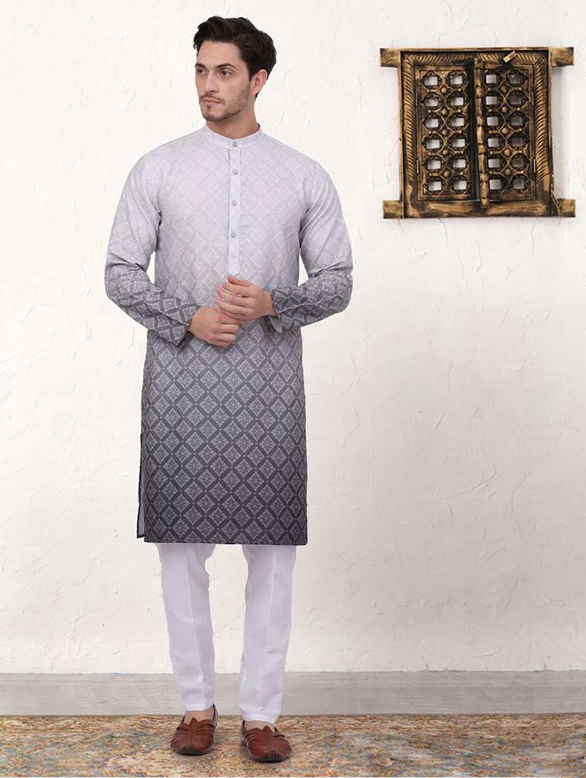 men ombre cotton kurta pyjama ethnic wear set - 21505385 -  Standard Image - 1