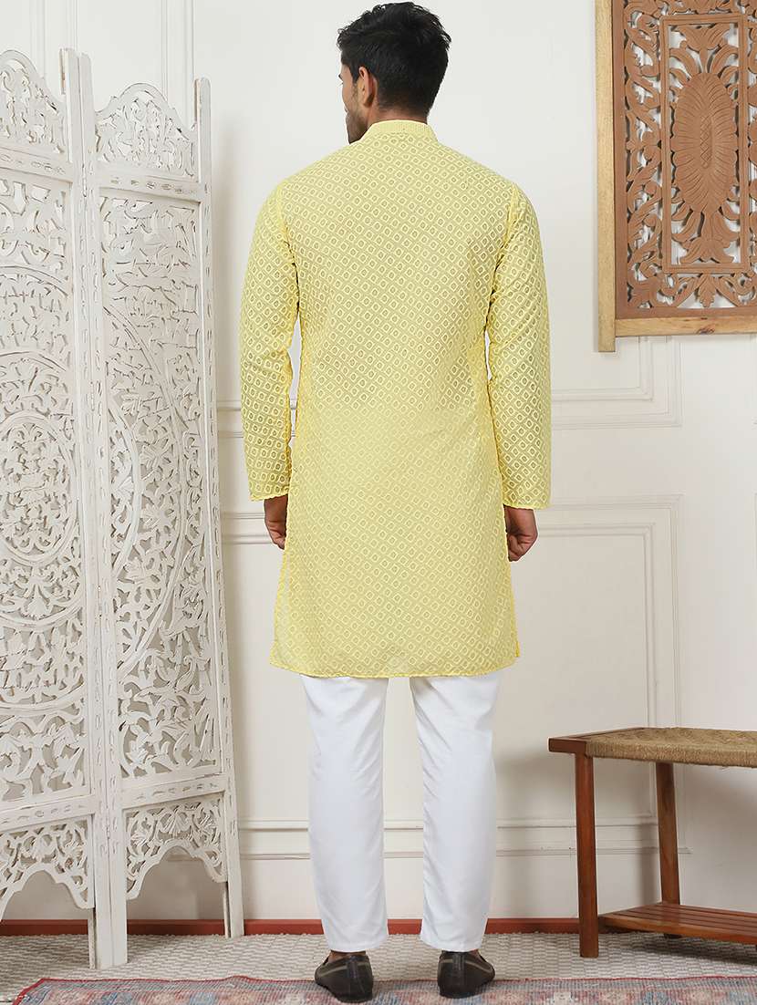 men embroidered kurta pyjama ethnic wear set - 21505393 -  Standard Image - 4