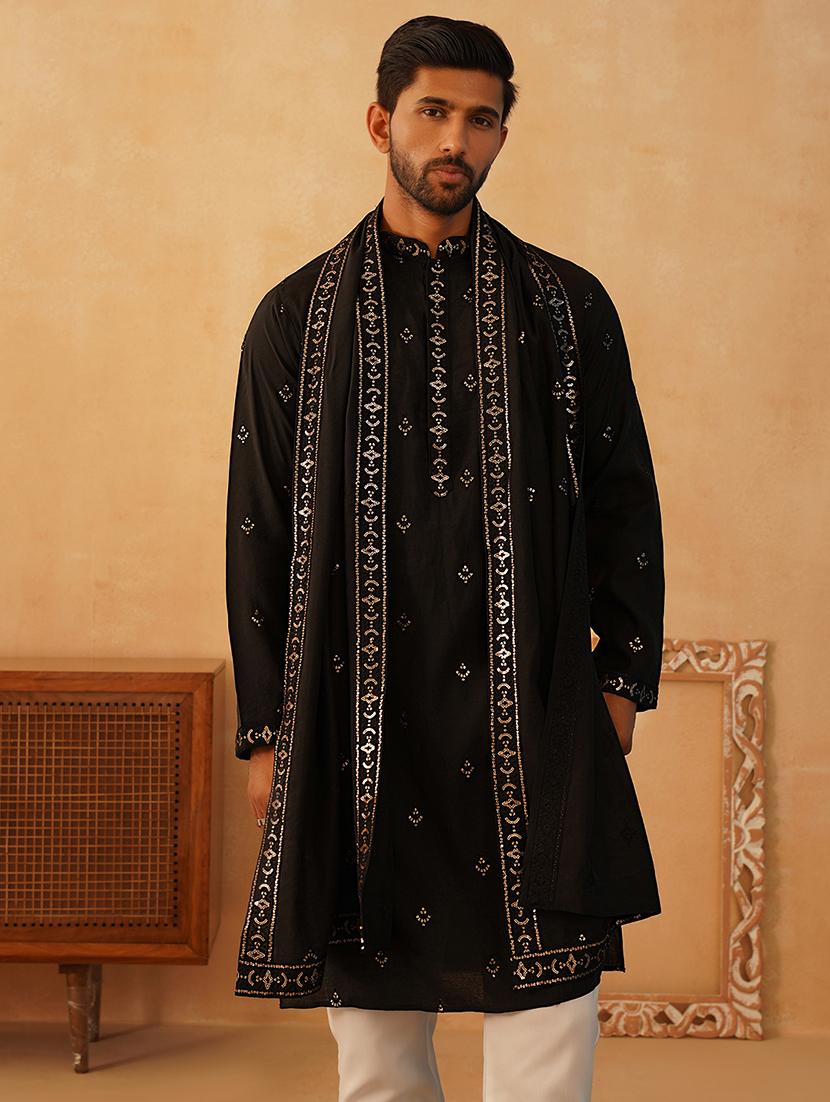 men embroidered kurta pyjama with dupatta set - 21505416 - Standard Image - 4