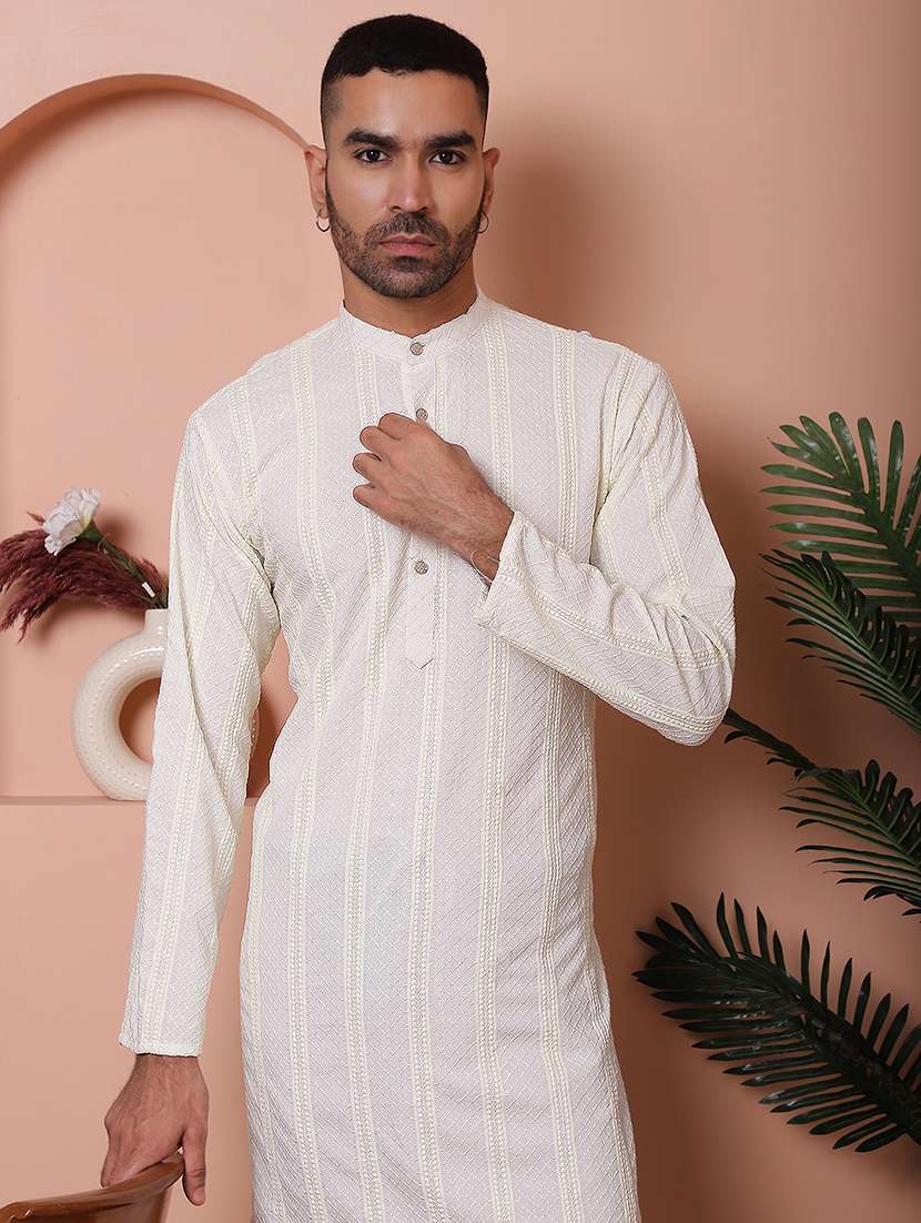 men embroidered kurta pyjama ethnic wear set