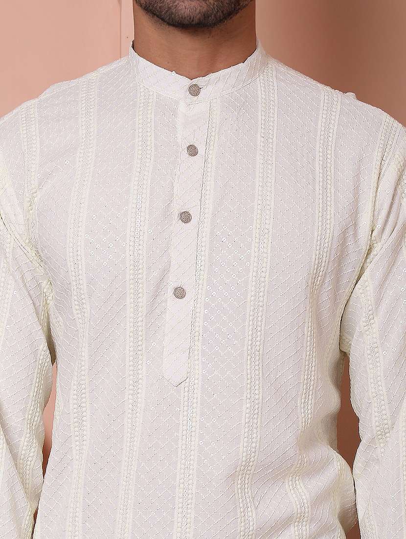 men embroidered kurta pyjama ethnic wear set - 21505418 - Standard Image - 4