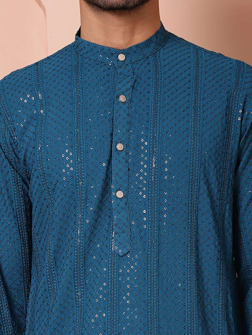 men embroidered kurta pyjama ethnic wear set - 21505420 -  Standard Image - 4