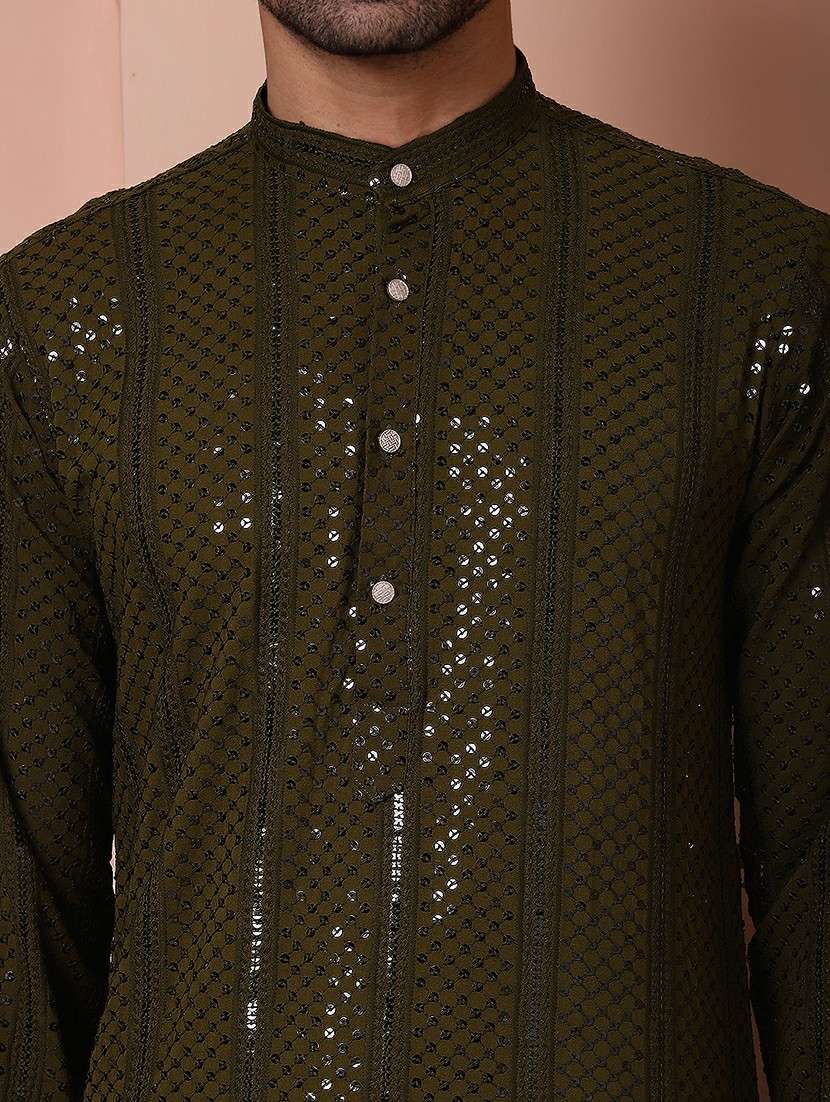 men embroidered kurta pyjama ethnic wear set - 21505422 -  Standard Image - 4