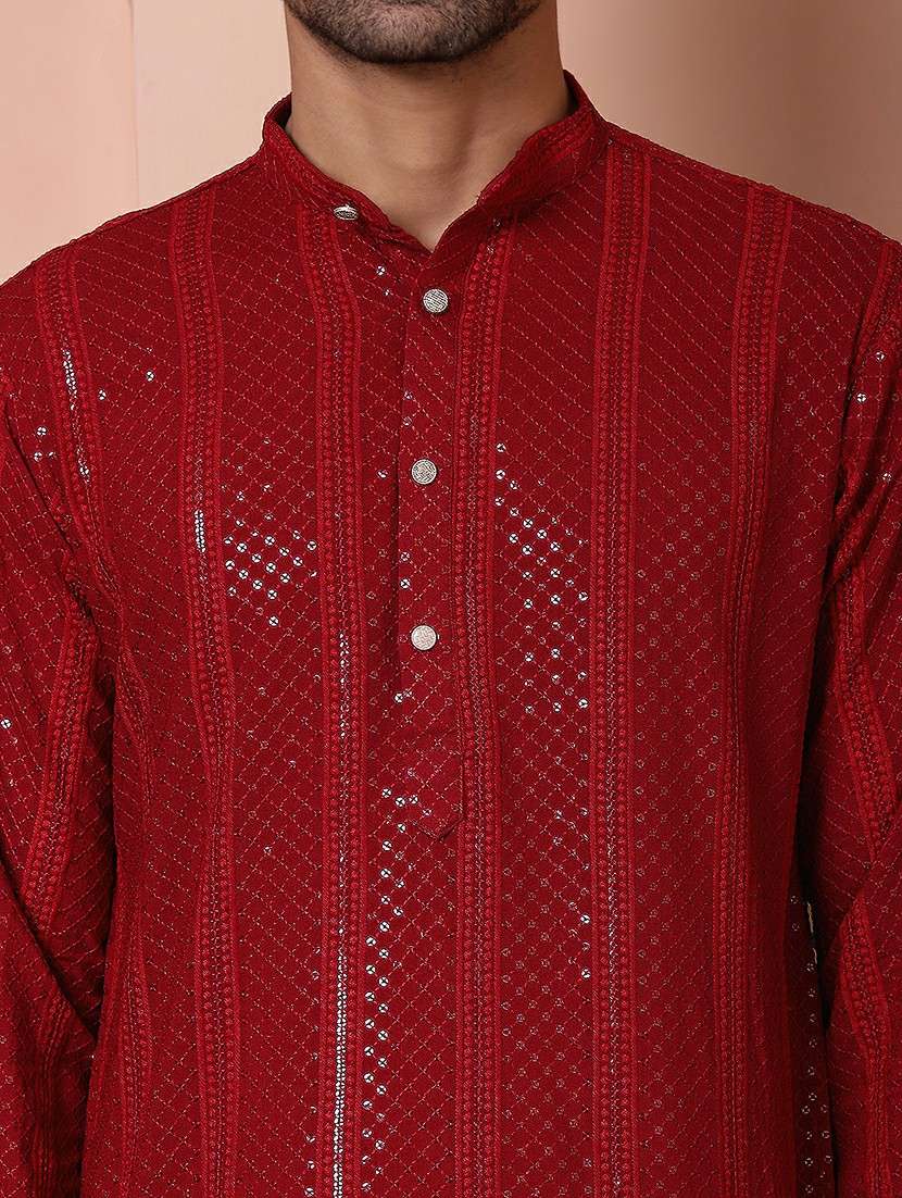 men embroidered kurta pyjama ethnic wear set - 21505423 -  Standard Image - 4
