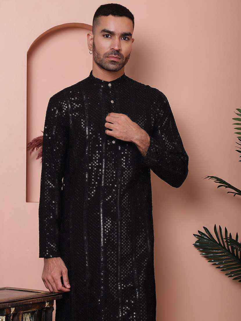 men embroidered kurta pyjama ethnic wear set