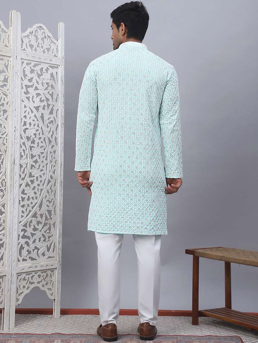 men embroidered kurta pyjama ethnic wear set - 21505426 - Standard Image - 4
