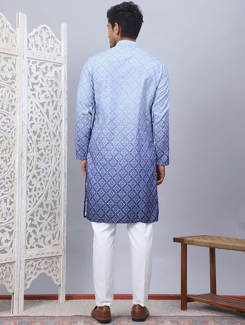 men ombre cotton kurta pyjama ethnic wear set - 21505438 - Standard Image - 4