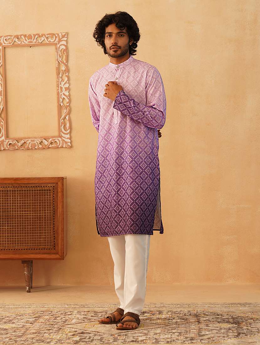 Men Ombre Cotton Kurta Pyjama Ethnic Wear Set - 21505446 -  Standard Image - 1