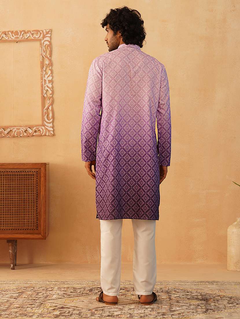 Men Ombre Cotton Kurta Pyjama Ethnic Wear Set - 21505446 -  Standard Image - 4