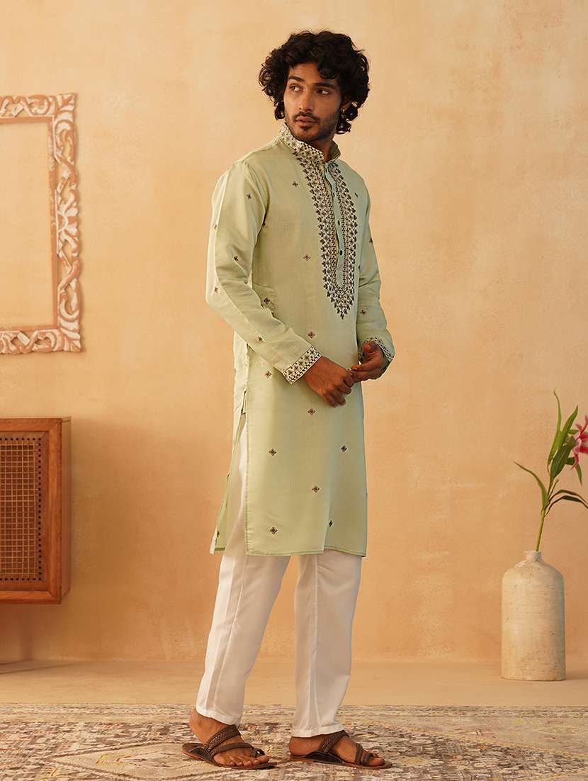 men embroidered kurta pyjama ethnic wear set - 21505448 -  Standard Image - 1