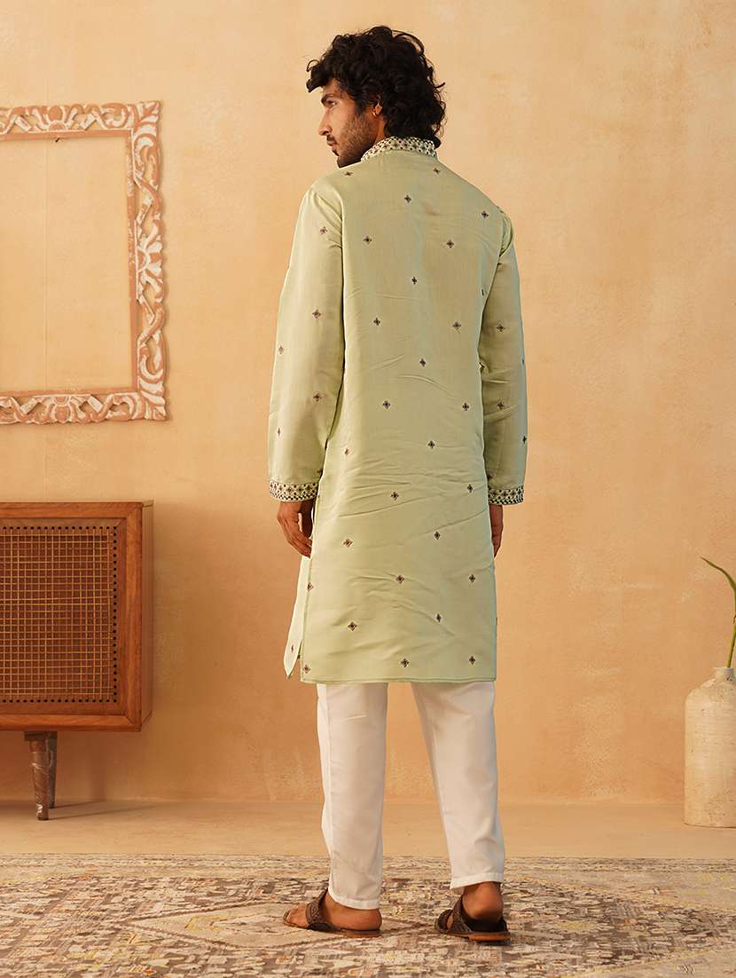 men embroidered kurta pyjama ethnic wear set - 21505448 -  Standard Image - 4