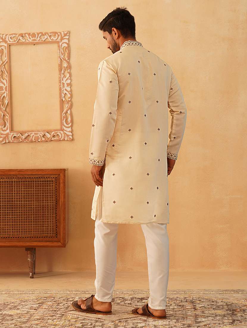 men embroidered kurta pyjama ethnic wear set - 21505449 -  Standard Image - 4