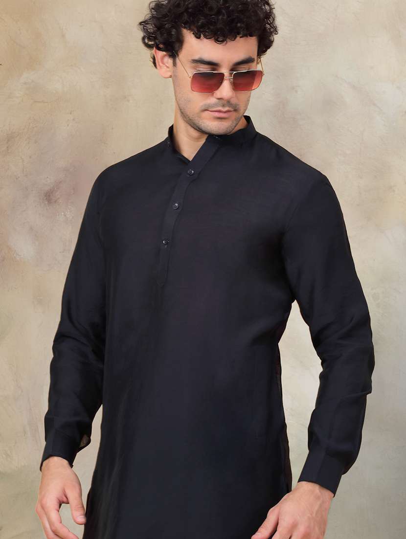 men solid kurta pyjama ethnic wear set