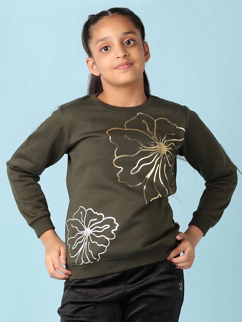 girls front print long sleeve sweatshirt - 21505487 -  Standard Image - 1