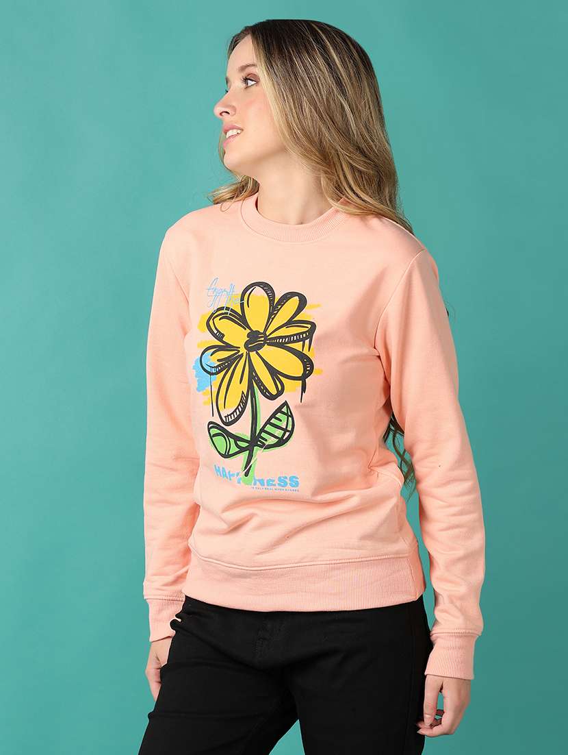 women peach front print sweatshirt - 21505505 -  Standard Image - 1