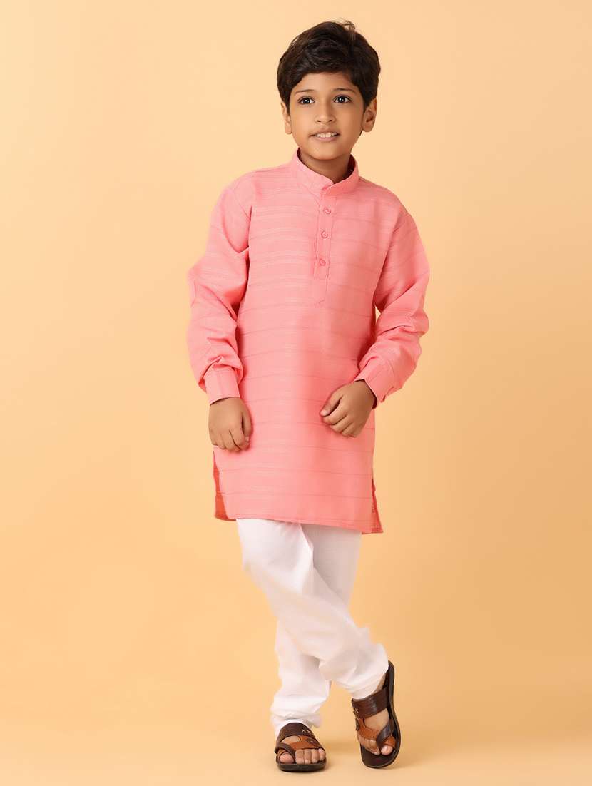 boys self design mandarin neck kurta set - 21505521 -  Standard Image - 1