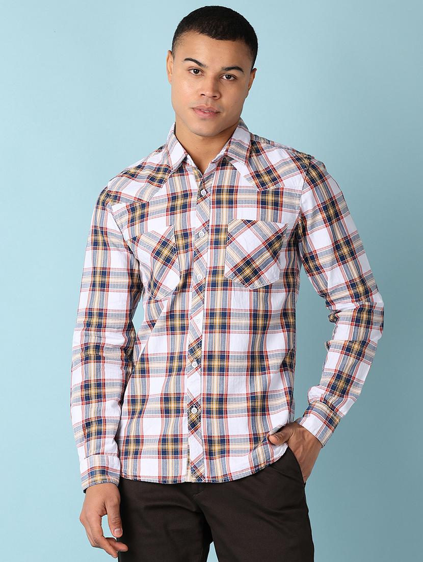 men checks long sleeves casual shirts - 21505523 - Zoom Image - 0