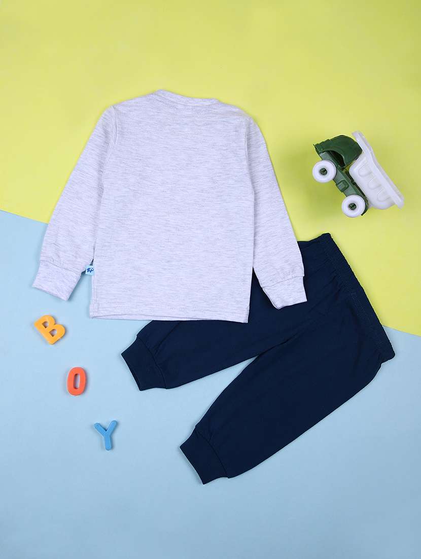 kids grey printed t-shirt & pajama - 21505527 - Standard Image - 1