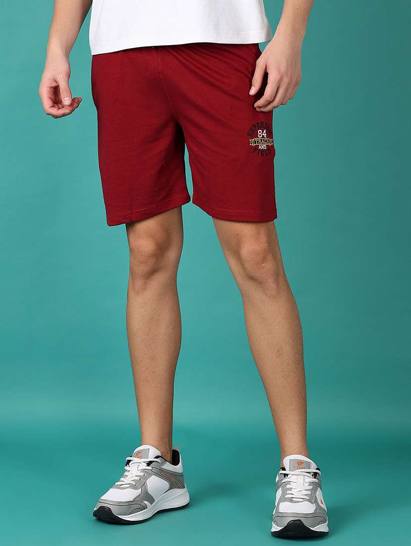 maroon solid cotton shorts - 21505541 -  Standard Image - 1