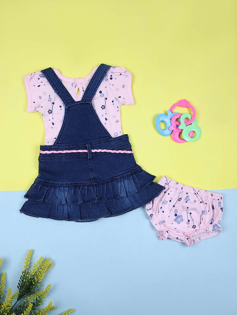 girls printed dungarees twin set - 21505593 -  Standard Image - 1