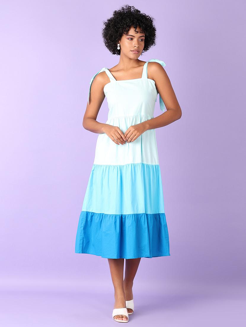 women color blocked shoulder strap dress - 21505629 -  Standard Image - 1