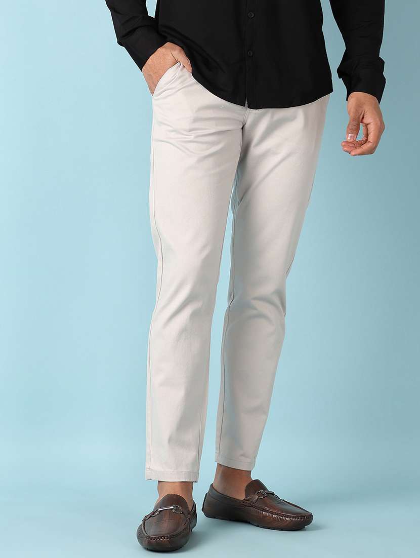men solid slim fit chinos casual trouser - 21505637 -  Standard Image - 1
