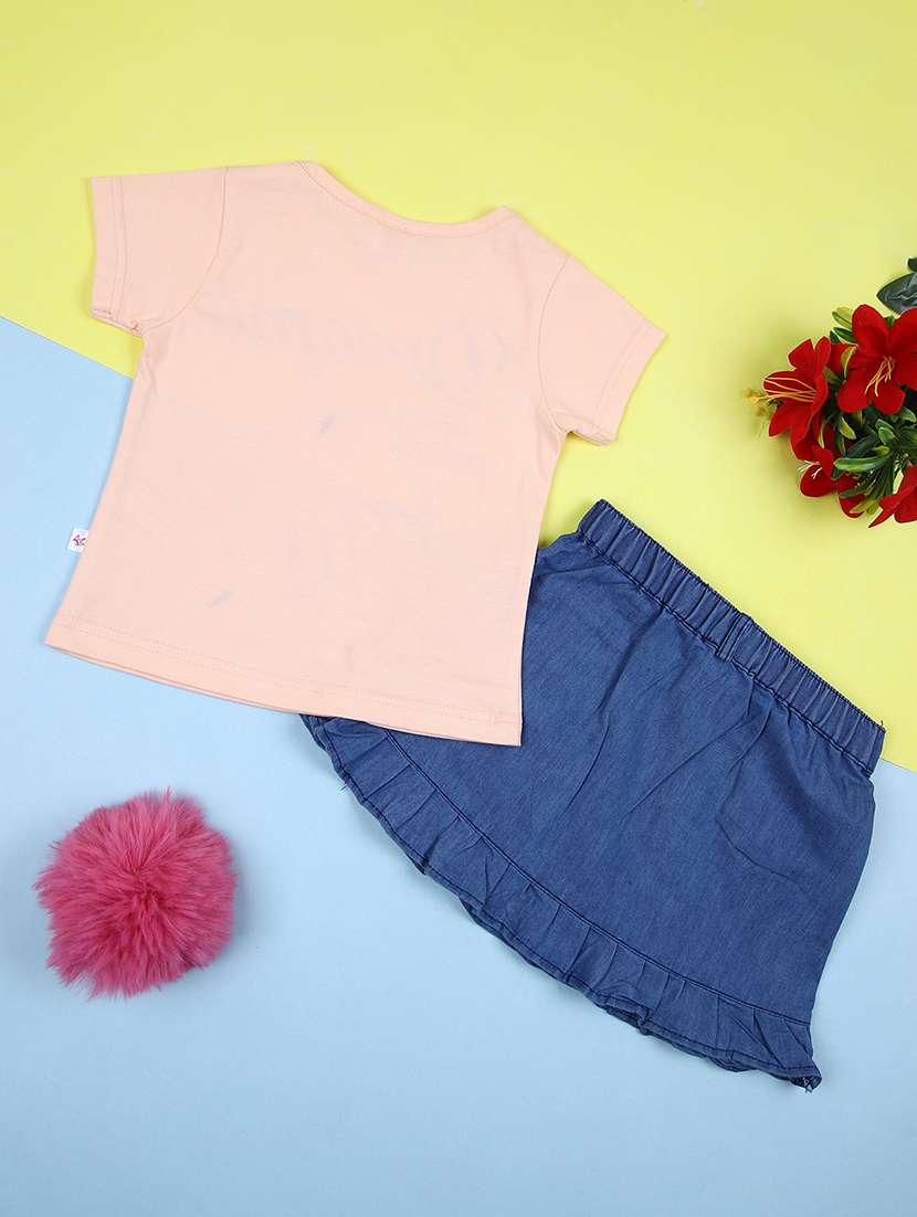 girls peach typography skirt to - 21505642 -  Standard Image - 1