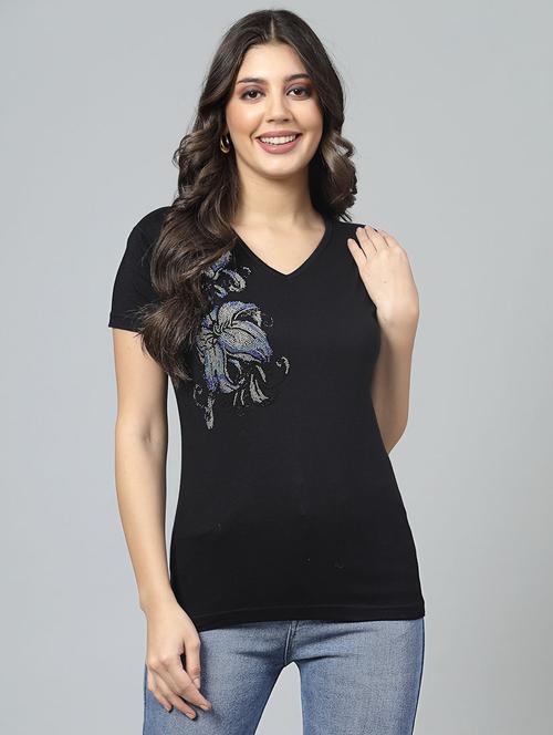 women embellished short sleeves t-shirt - 21505852 -  Standard Image - 0