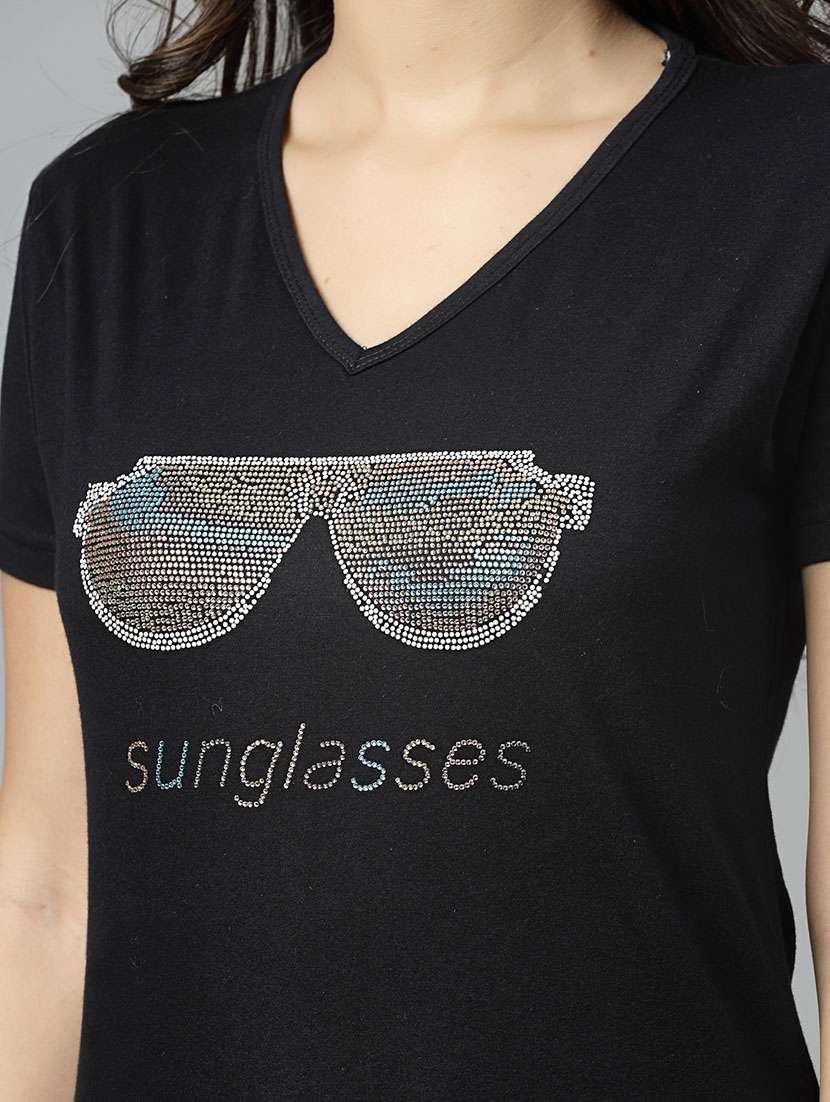 women embellished short sleeves t-shirt - 21505853 - Standard Image - 4