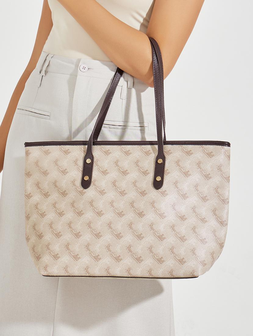 women beige printed handbag - 21505972 - Standard Image - 4
