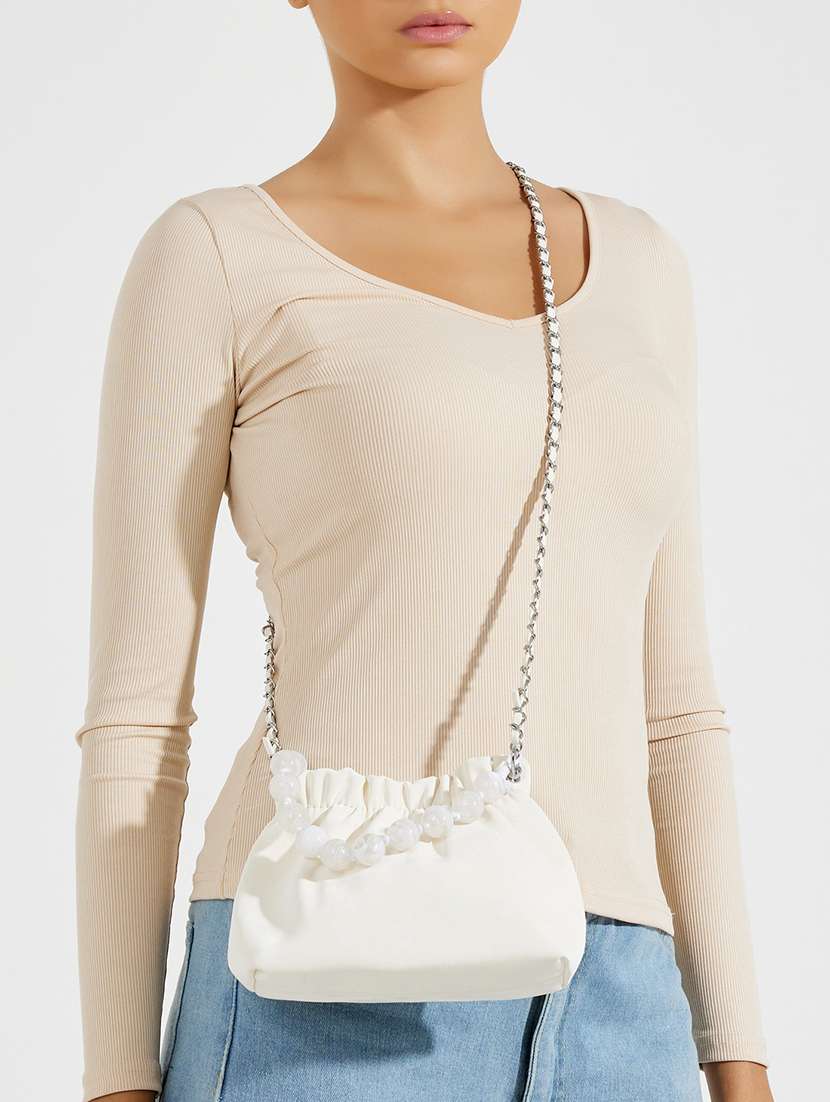 women cream solid handbag - 21505973 -  Standard Image - 4