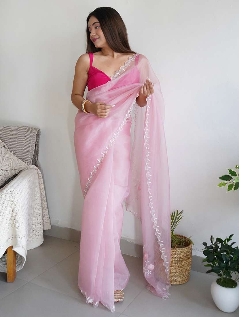 women pink embroidered saree - 21506002 - Standard Image - 1