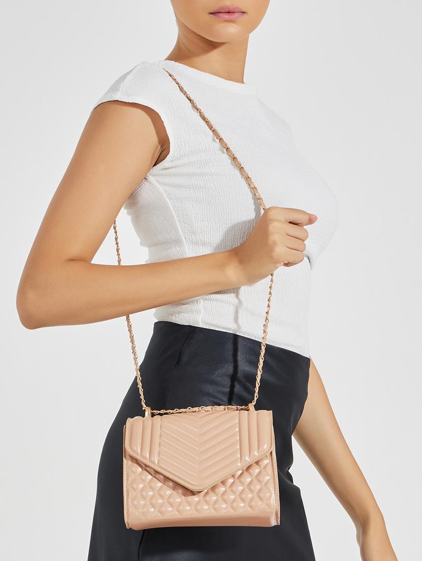 women beige solid sling bag - 21506016 - Standard Image - 4