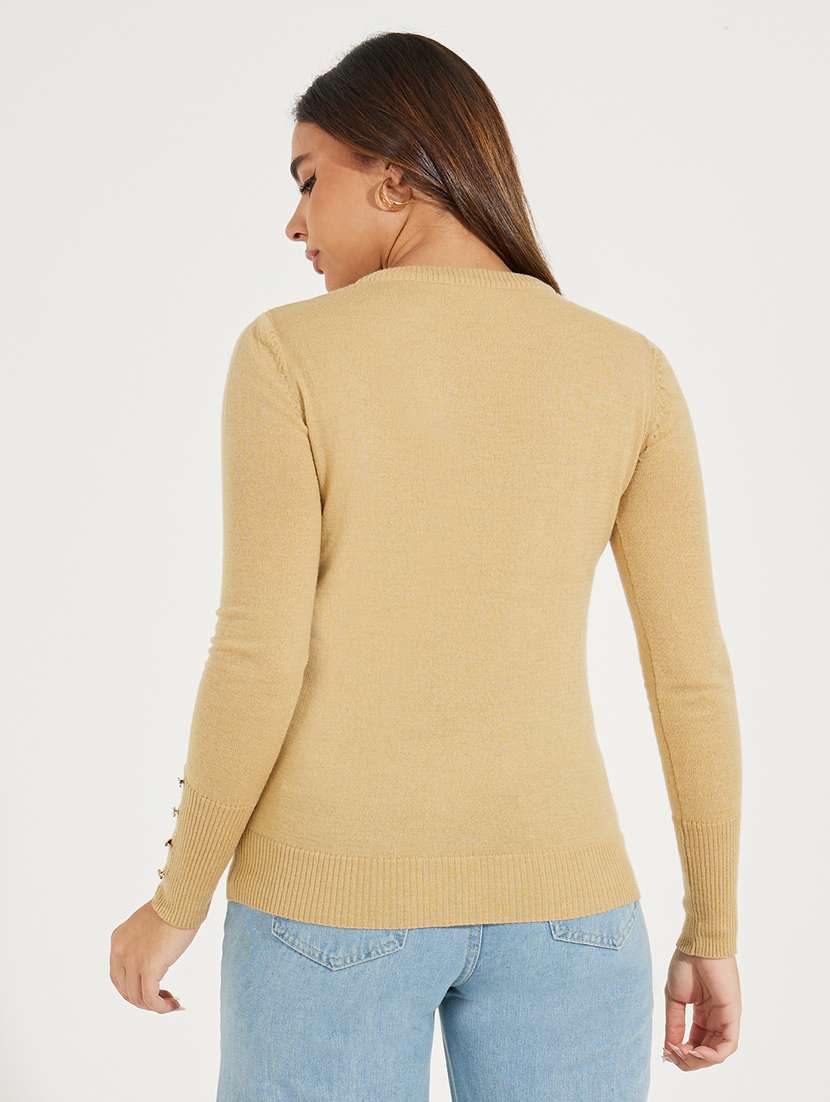 women beige acrylic plain top - 21506020 -  Standard Image - 1