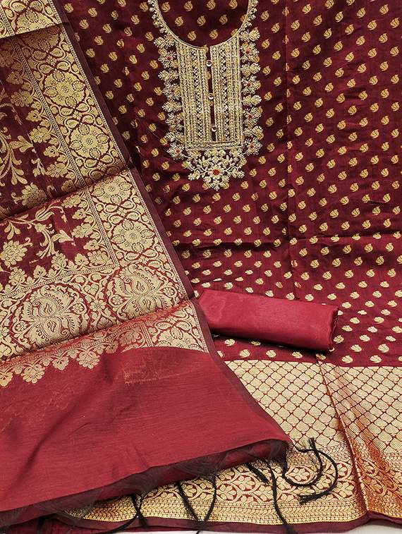 women maroon salwar suit unstitched suit - 21506055 - Standard Image - 1