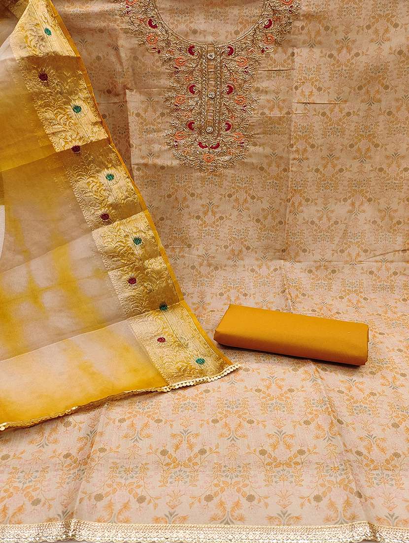 women mustard salwar suit unstitched suit - 21506060 -  Standard Image - 1