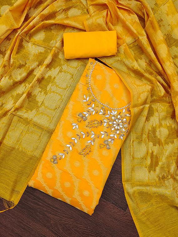women yellow salwar suit unstitched suit - 21506069 - Standard Image - 1