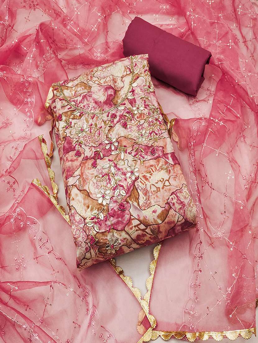 women pink salwar suit unstitched suit