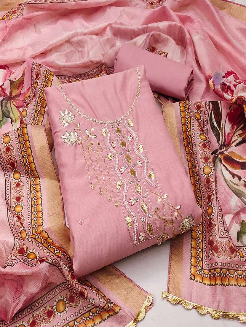 women pink salwar suit unstitched suit