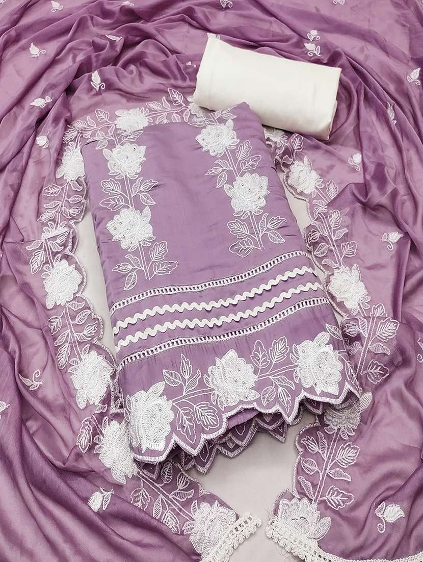 women lavender salwar suit unstitched suit