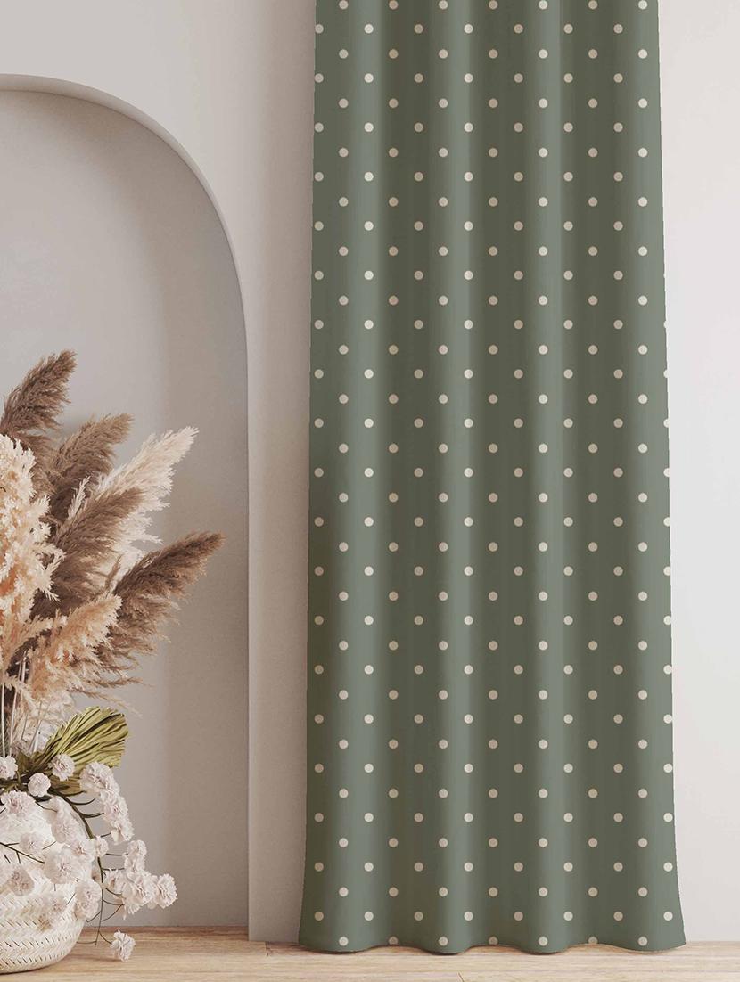 green polka dots printed curtain - 21506127 -  Standard Image - 1