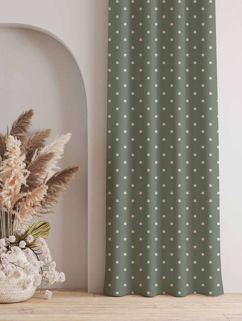 green polka dots printed curtain - 21506128 -  Standard Image - 1