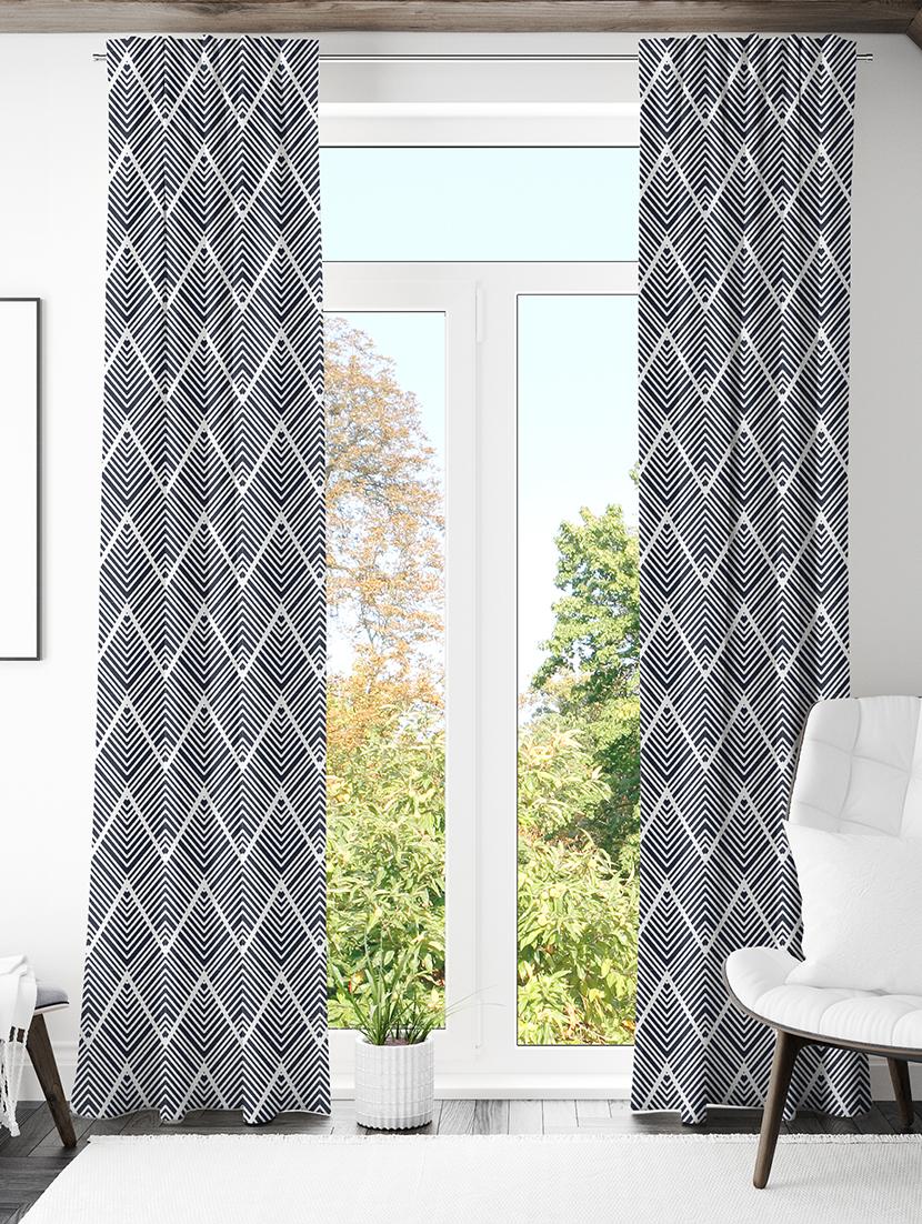 black printed curtains - 21506138 -  Standard Image - 1