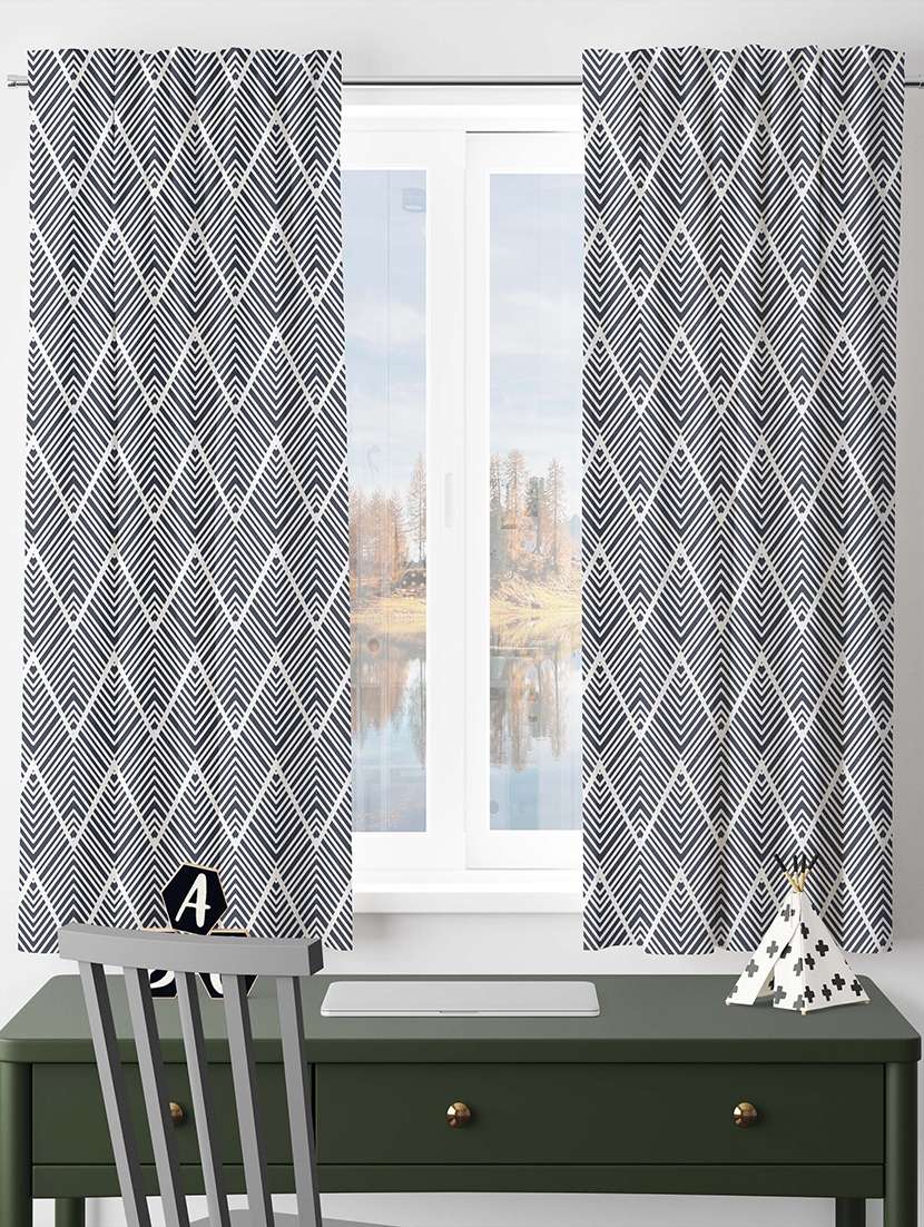 black printed curtains - 21506139 -  Standard Image - 1