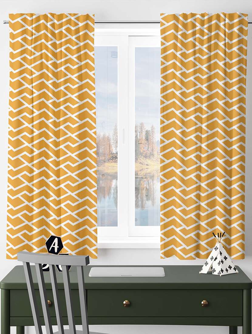 yellowprinted curtains - 21506140 -  Standard Image - 1